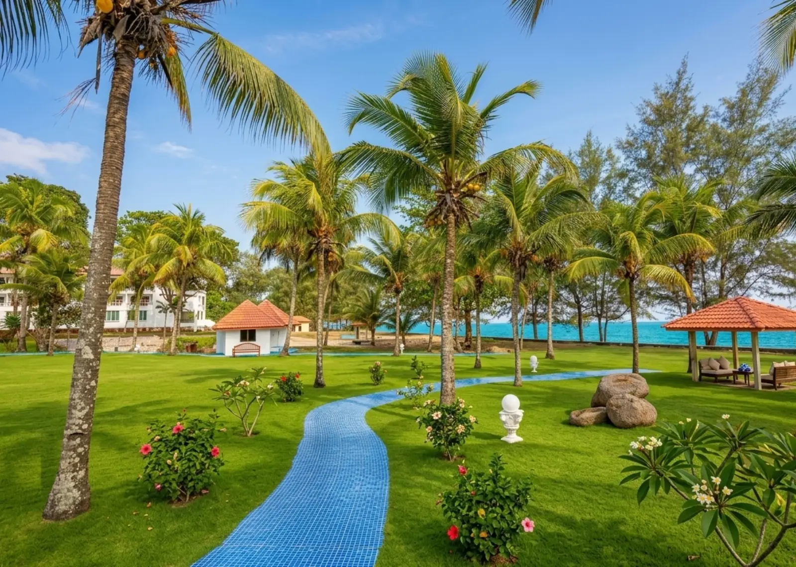 Tropical beach with palm trees in Terengganu